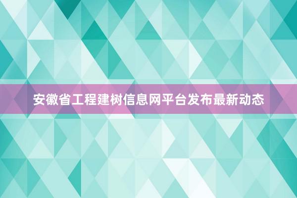 安徽省工程建树信息网平台发布最新动态